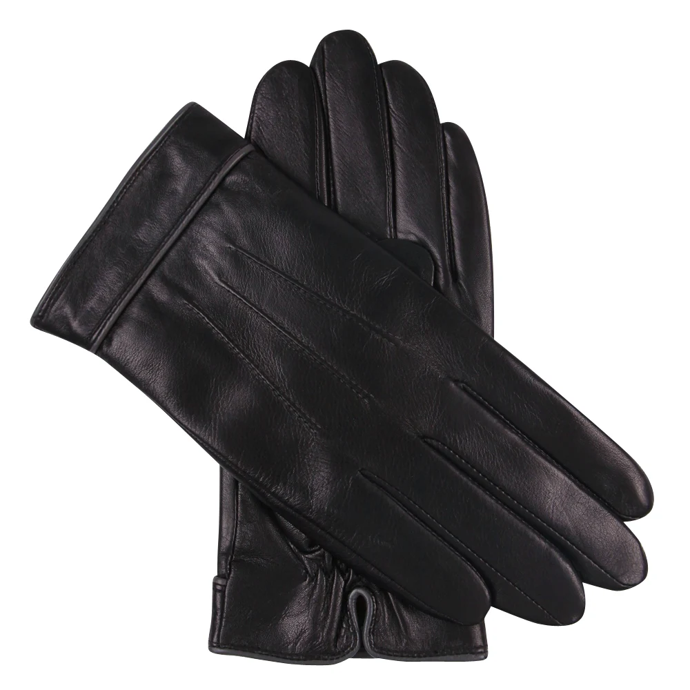Leather Gloves Male Winter Genuine Leather Plus Velvet Thicken Driving Keep Warm Windproof Touchscreen Sheepskin Gloves M17001C