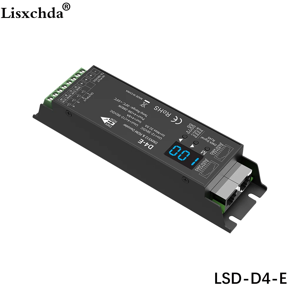 DC12-36V 4 канала 8А 1152 Вт постоянное напряжение DMX512& RDM декодер для светодиодных лент rgbw