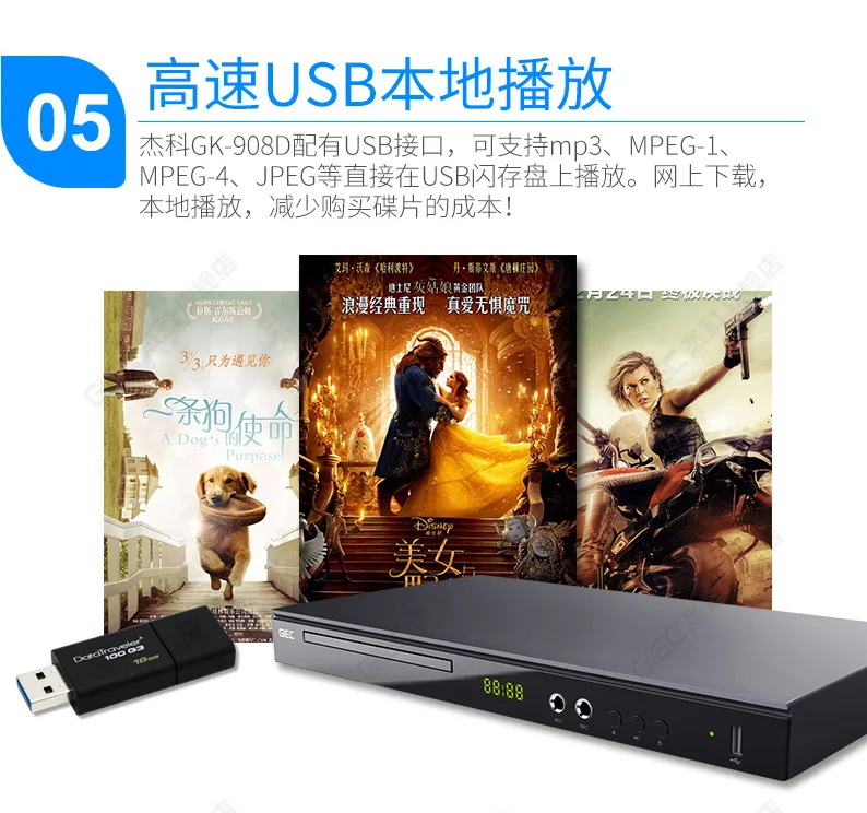 GIEC GK-908D домашний dvd-плеер EVD плеер VCD плеер HD мини CD плеер HD 1080P