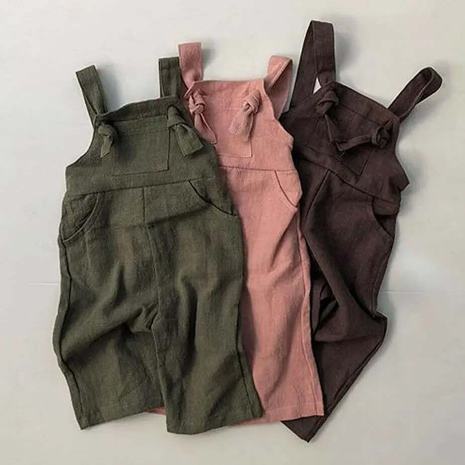Haokaini ni/ñas y ni/ños Mameluco con Botones Informal Mono de Lino sin Mangas para beb/és Traje para ni/ño peque/ño