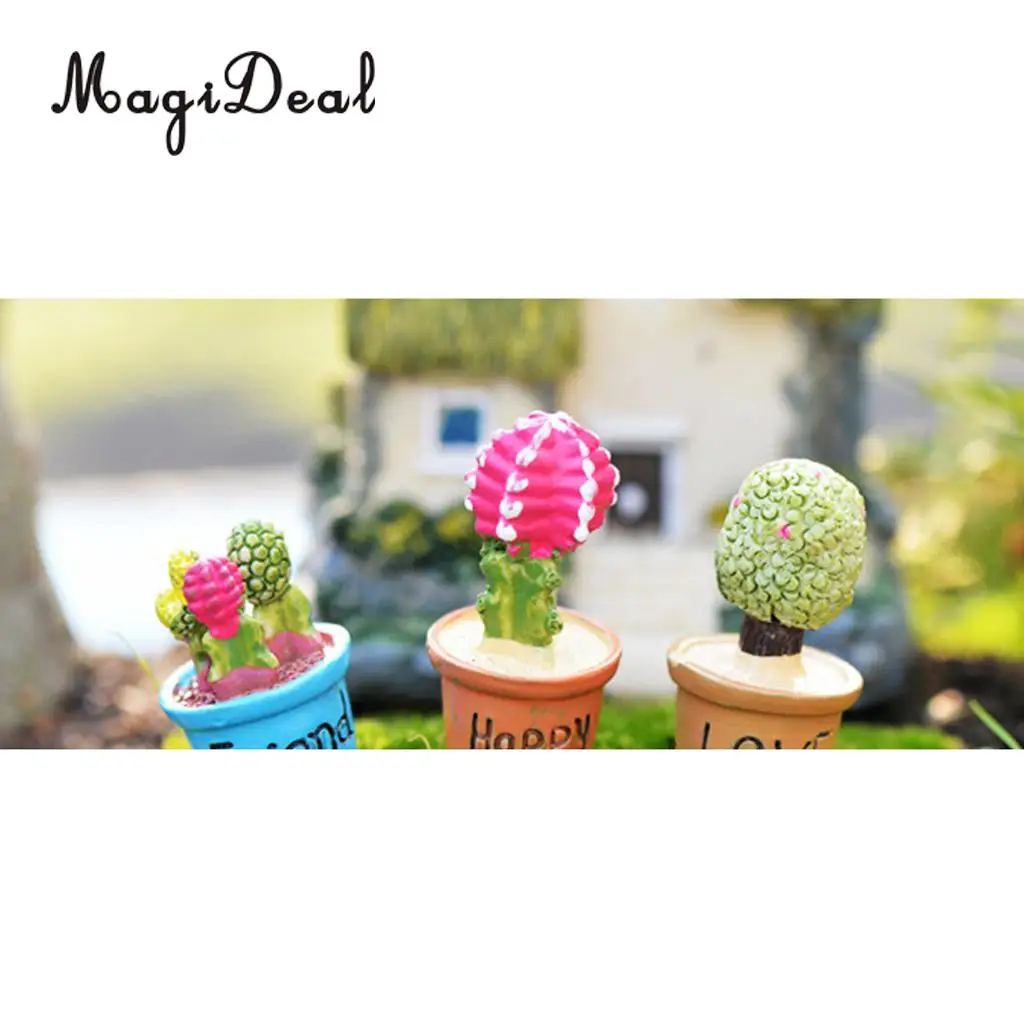 1:12 Scale Micro Landscape Dollhouse Miniature 7 Pots Succulent Green Plants Garden Decoration for Dolls House Desk Yard Accs