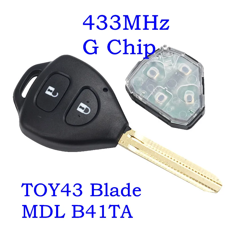 RMLKS Новый дистанционный Ke 2 кнопки 433 МГц G чип для Toyota 2006 2011 HILUX VIGO с чипом 4D67 MDL B41TA