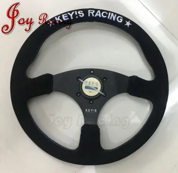 

Universal 14inch 350mm Suede Keys Racing Steering Wheel Black Car Suede Steering Wheel