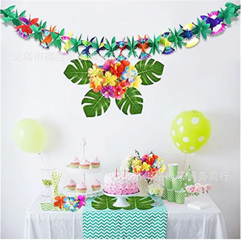 3M Hawaii Colorful Tissue Flower Garland Banner Tropical Coconut Leaves Bunting Garland Birthday Decoration Hawaiian Party PAT28 (2)