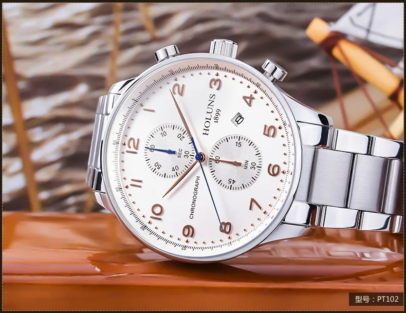 Holuns часы мужские спортивные часы мужские топовый роскошный бренд хронограф спортивные часы водонепроницаемые нержавеющая сталь ремешок для часов кварцевые часы мужские наручные
