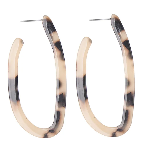 ZA, ювелирные изделия, акриловая смола, овальные серьги для женщин, геометрические большие круглые Черепаховые серьги-гвоздики, ацетатные Серьги Brincos - Окраска металла: AN001832-2