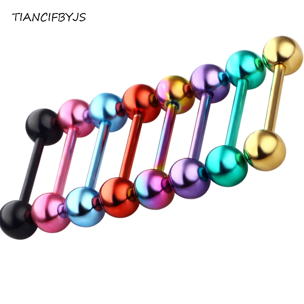 TIANCIFBYJS Wholesale Tongue Rings Bars Nipple Straight Barbells Ring