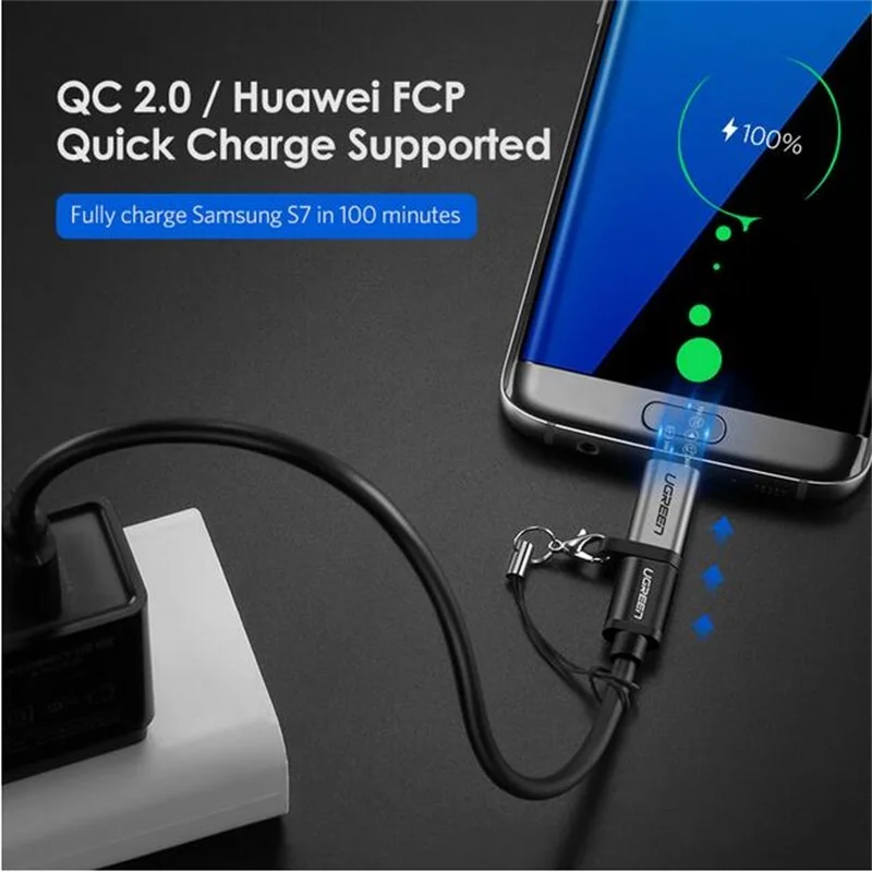 Ugreen usb type c к micro usb адаптер для samsung Galaxy s7 huawei sony xiaomi redmi note 5 pro зарядное устройство Зарядка otg конвертер