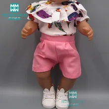 Детская Одежда для кукол, подходит для новорожденных 43 см, футболка с принтом+ розовые шорты