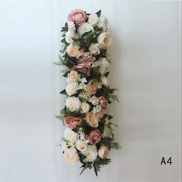 100 см Длина искусственный арочный ряд цветов Шелковый цветок с пеной стол рамка с цветами бегун основной элемент свадебной композиции фон - Цвет: A4