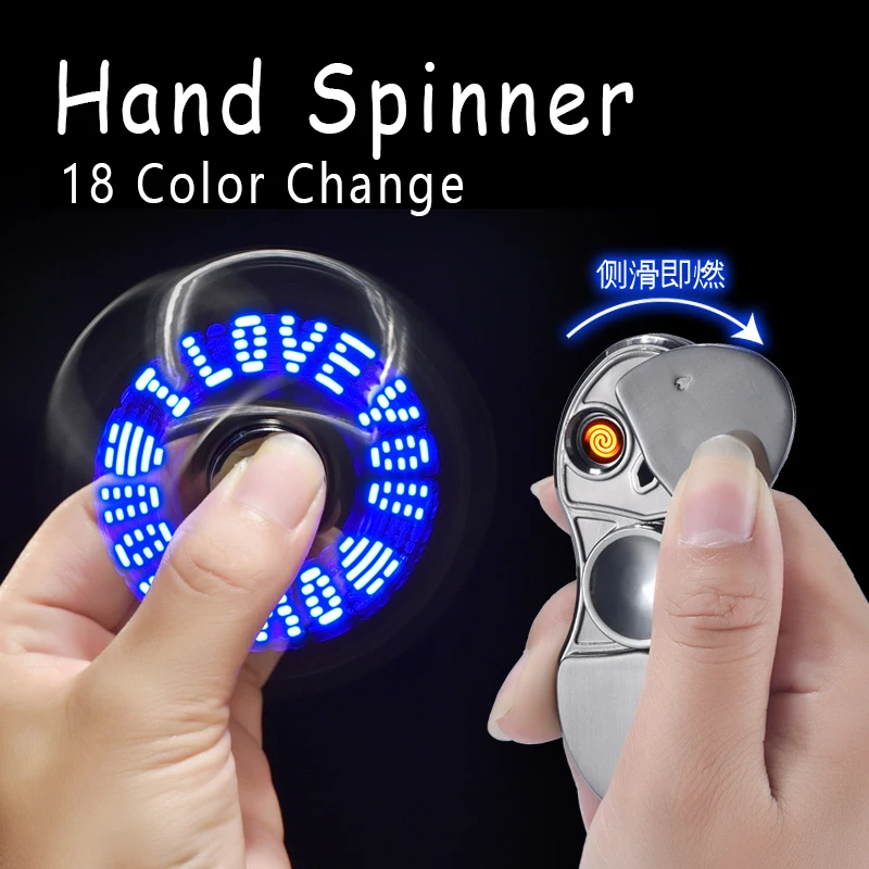

Luminous Metal Fidget Spiner Hand Spinner Top Spinners Stress USB Charging Lighters Fingertip Gyro Antistress Led Toys Gift E