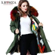 S.ROMZA Luxurious Winter Large Raccoon Fur Women Parka Coat Thick Warm With Fui Trim Hood Outwear Long Jaket for Woman S.ROMZA Luxurious Winter Large Raccoon Fur Women Parka Coat Thick Warm With Fui Trim Hood Outwear Long Jaket for Woman