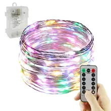 6AA на батарейках 10 м/33 фута 100LED Серебристая проволока гирлянды, Звездные гирлянды Рождественские декоративные огни с дистанционным управлением