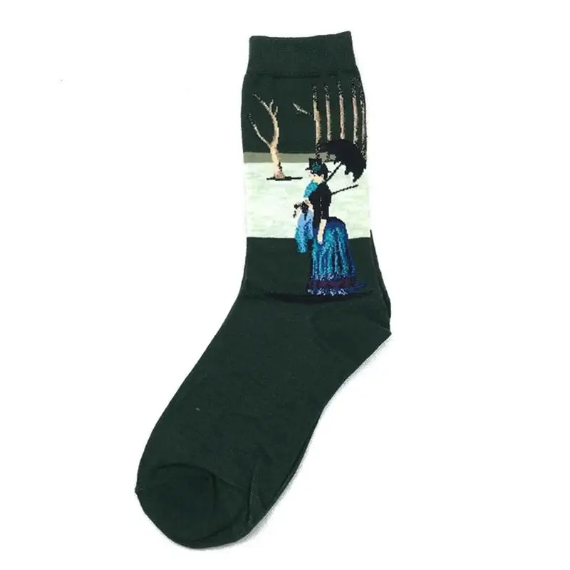 Женские Смешные носки Харадзюку персональное искусство всемирно известная серия масляной живописи печатные хлопчатобумажные мужские носки 25 цветов - Цвет: as picture