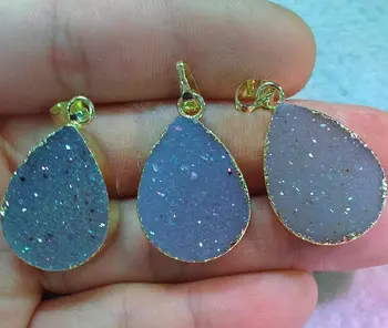 

YA2360 Natural Druzy Drop Shape Pendant Free shipping