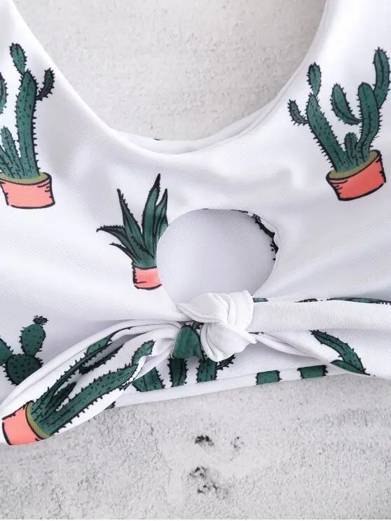 OULING Cactus Print Micro Tanga Bikini Mujer 2018 Push Up Biquini Sexy Thong Bathing Suit Women Swimming Wear Two Piece Swimwear