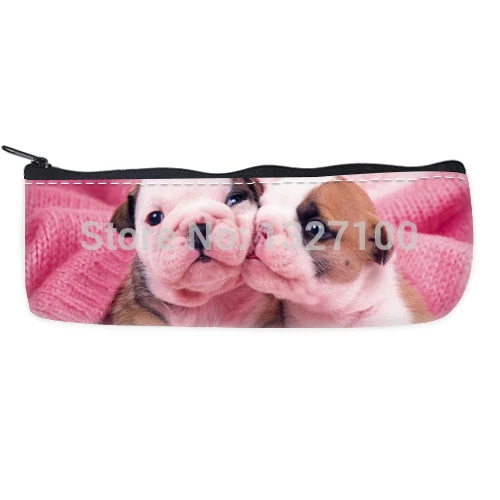 lovely Pink pug dog kiss each other Custom Pencil Case Bag cover | Канцтовары для офиса и дома