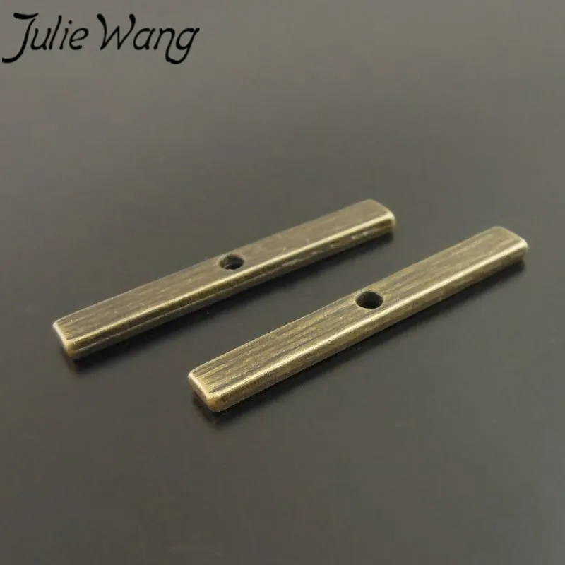 

JulieWang 50pcs/pack Zinc Alloy Ancient Bronze OT Buckle Accessories Connector 2mm Solid Rectangular Geometric Pattern For Party