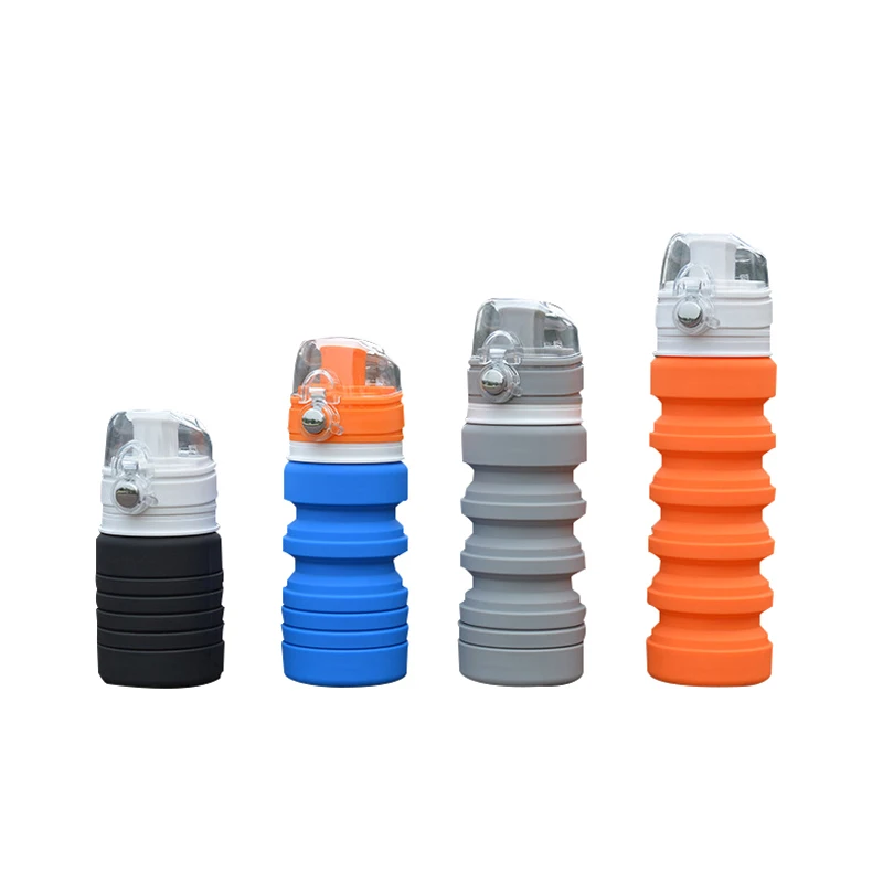 Silicone Shaker Bottles Retractable Portable Folding Water Cup Outdoor Camping Sport Drinkware Protein Powder Shaker Drink Tools