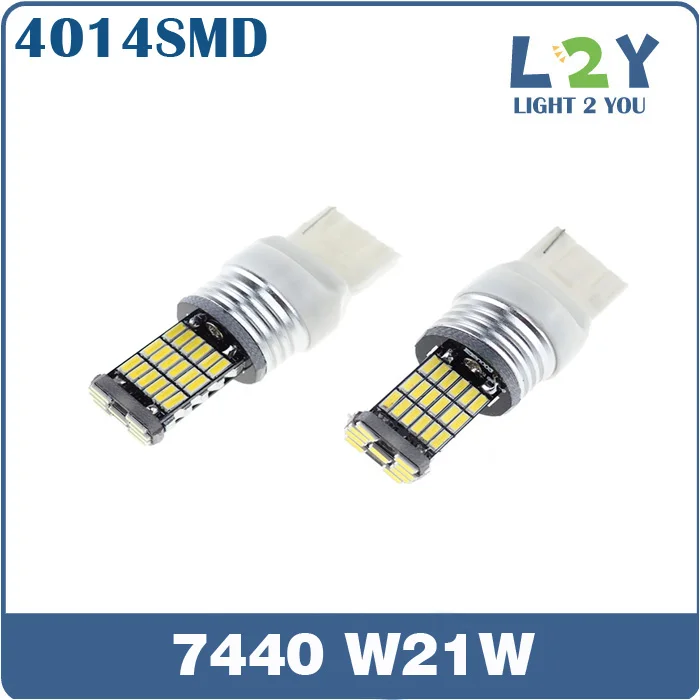 

10PCS/lot LED T20 W21W 7440 45smd 4014 auto car styling accessories backup Reverse Bulbs Lights lamp xenon white