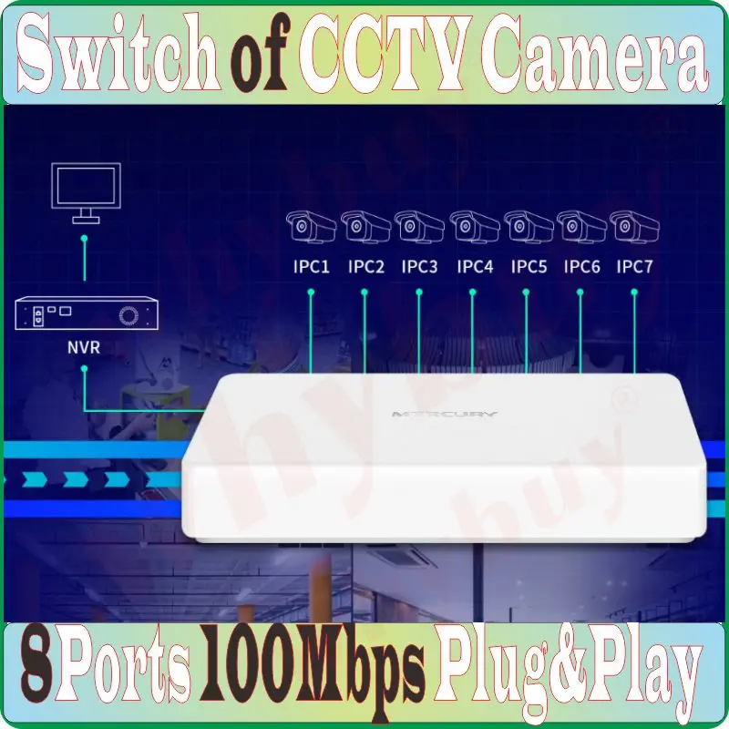 8 портов 100 Мбит/с переключатель данных Plug &amp Play MCS1108M камера NVR сетевой коммутатор