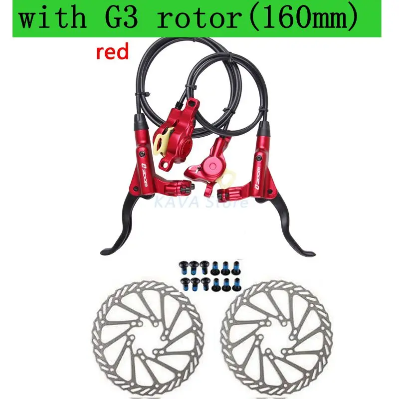 Зум HB-875 тормоз для велосипеда MTB Гидравлический горный велосипед дисковый тормоз левый и правый рычаг с ротором набор PK SHIMANO MT200 аксессуары - Цвет: red with G3 160