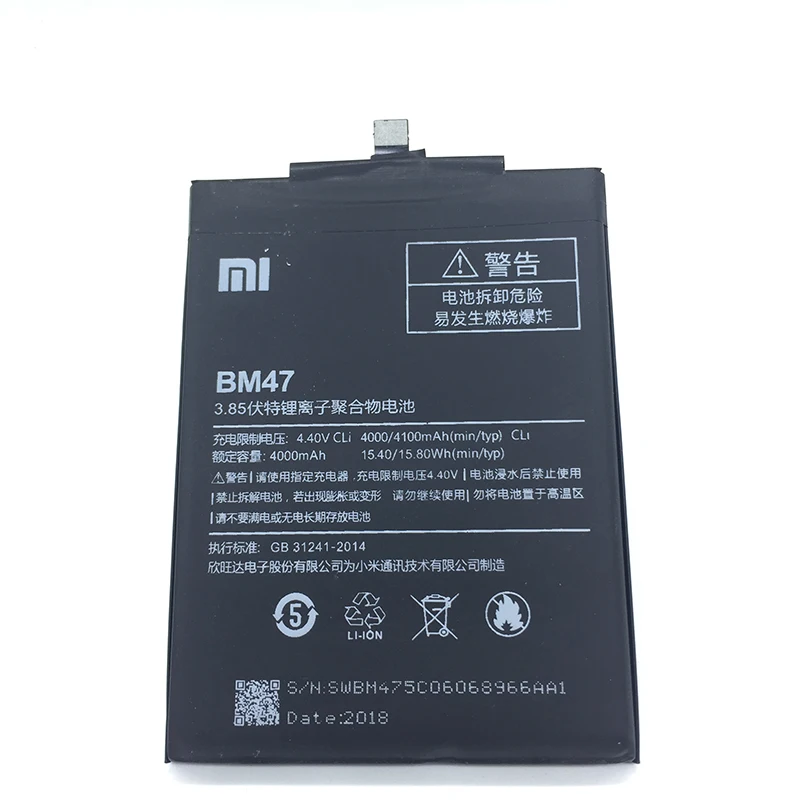 

BM47 battery for Xiaomi Redmi 3 3S 4X 3X 4 Pro Note4 replacement high capacity lithium polymer large capacity 4000mah