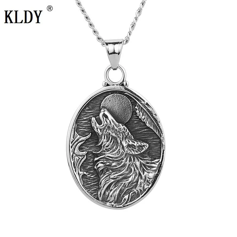 KLDY Viking ожерелье с животным волком кулон для мужчин из нержавеющей стали