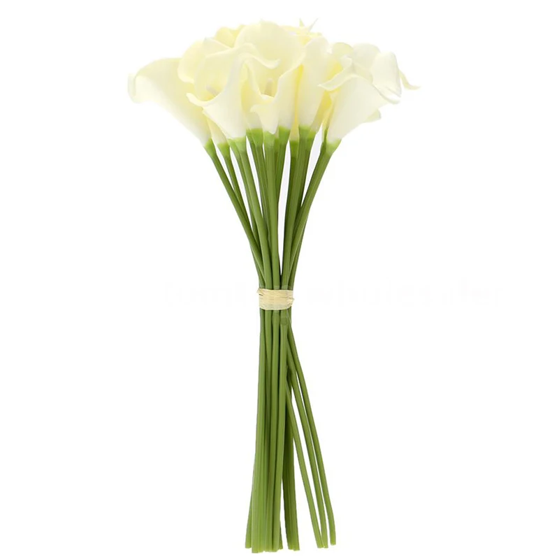 

18x Artificial Calla Lily Flowers Single Long Stem Bouquet Real Home Decor Color:Creamy