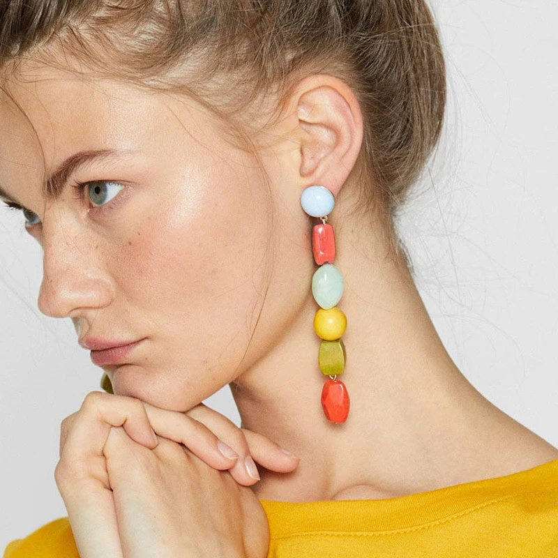 

Fashion Jewelry Long Earrings For Women Bohemian Za Earring Female 2019 Charms Beads Wedding Party Big Statement Earrings