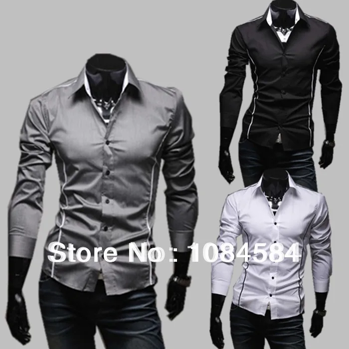 2014 hot sale Free Shipping New Mens Shirts Casual Slim Fit Stylish