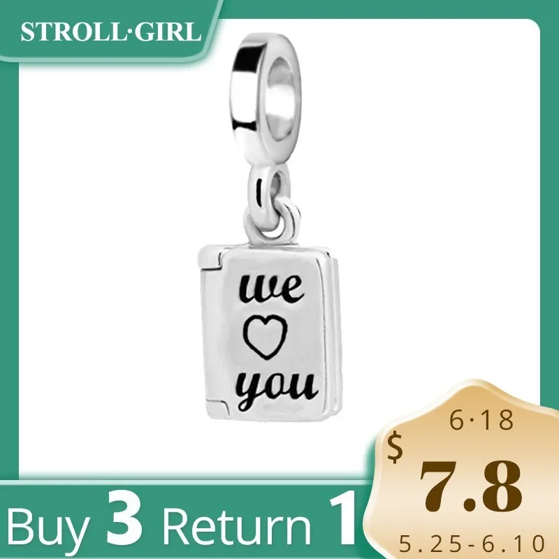

StrollGirl Hot Sale we love you charms 925 sterling silver beads DIY original bracelet women fashion jewelry gift Free shipping