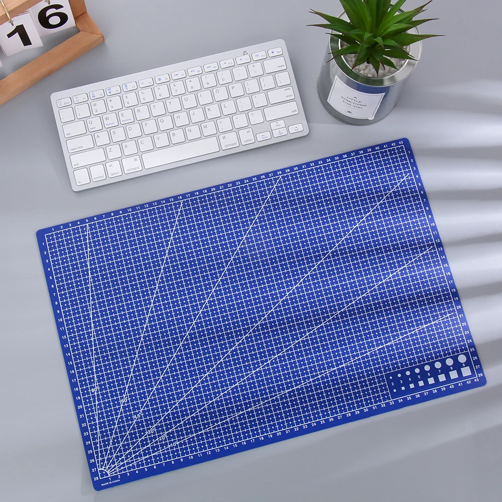 

1PC Non-slip Fabric Cutting Plate Paper Board Plastic Blue A5 Grid Lines Cutting Mat School Supplies Craft Card Sewing Tool