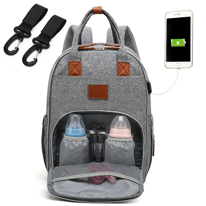 

USB Mummy Maternity Diaper Bag Baby Backpack Large Capacity Baby Nappy Bag Nursing Bag Travel Backpack For Baby Care Hot Mom