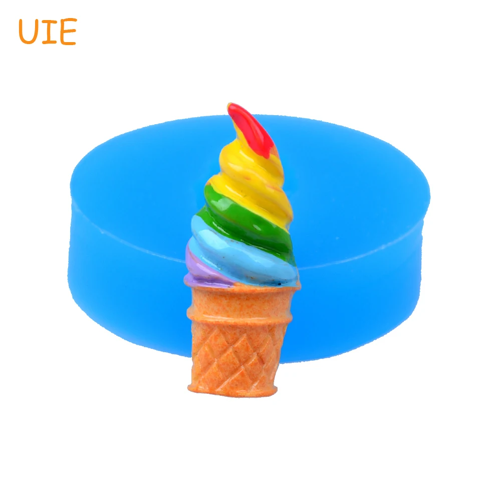XYL200U 29.8mm Colourful Ice Cream Cone Silicone Push Mold for DIY