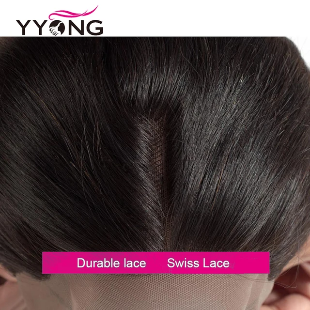 Yyong Hair Brazilian Straight Lace Frontal Closure 13*4 Ear To Ear Free/Middle/Three Part Swiss Lace Closure Remy Free Shipping
