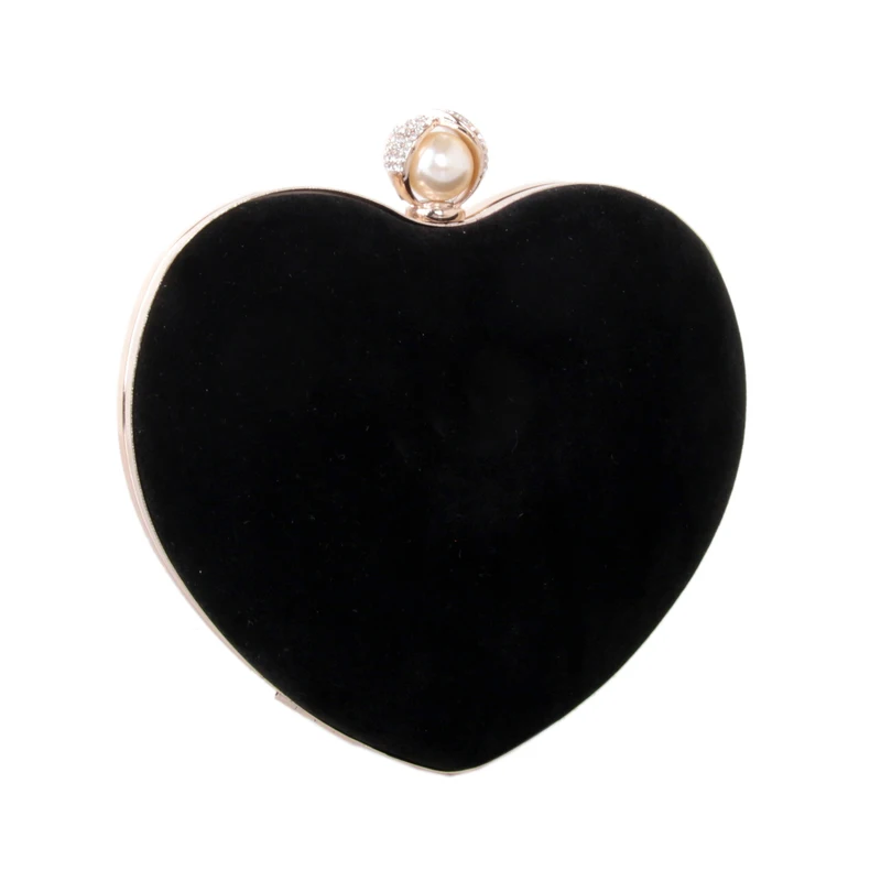 Daiwei Для женщин вечерняя сумочка; BS010 клатчем с бриллиантами жемчуг бархатные Свадебные События/партии в форме сердца металлической