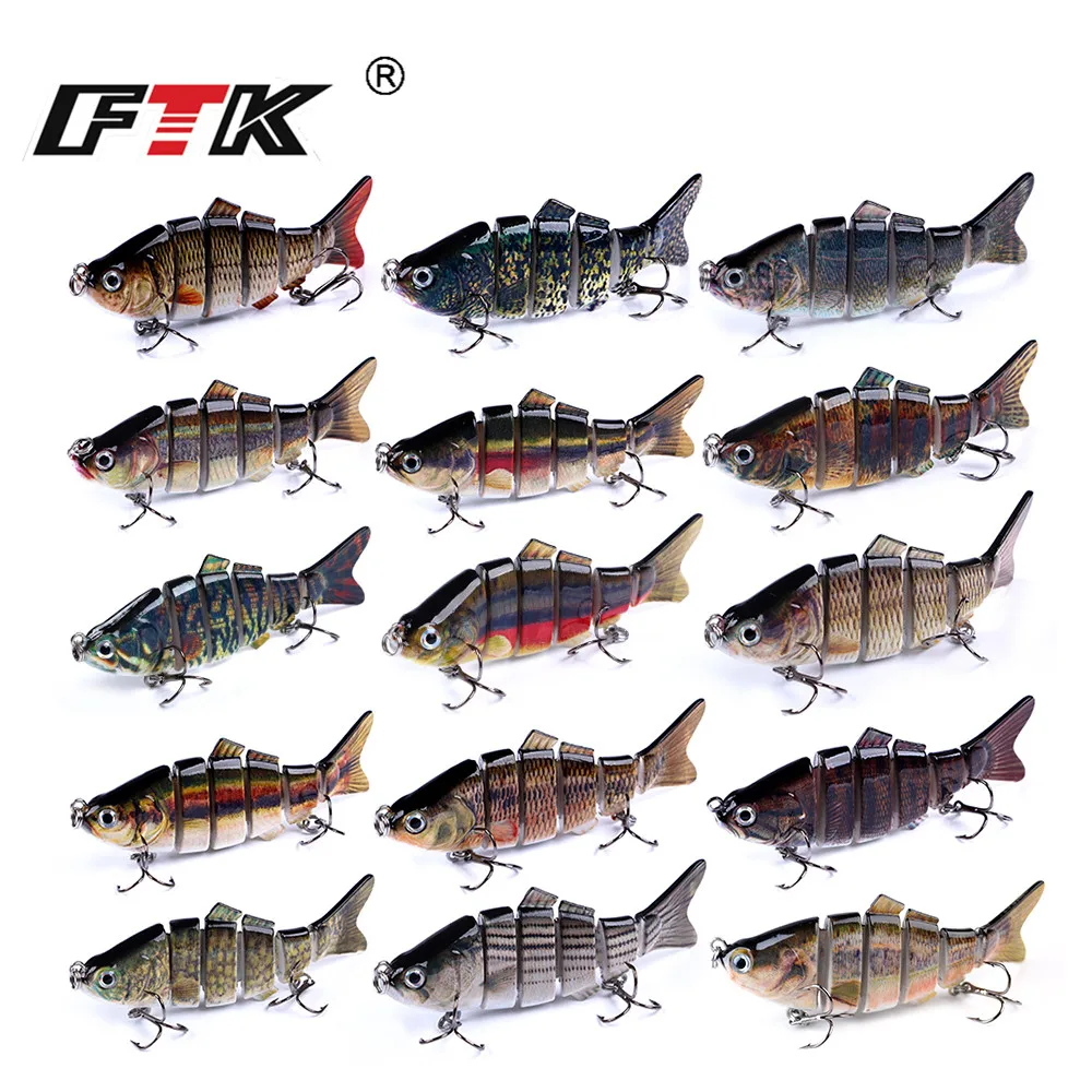  FTK Bass Fishing Lure Wobblers Tackle 1pc Multi Segment 84mm/11g Assorted Floating Swim Bait Hard S