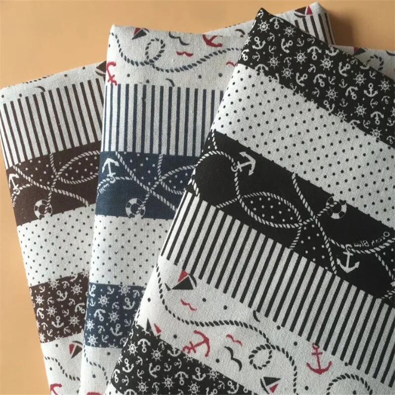 

Cotton Linen Blend Fabric Stripe Floral Printing Canvas Cloth Linen Fabric Home Textile Material Tablecloth DIY Pillow Cover