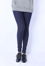 Euro 2016 Elasticity plus size XL-5XL add wool women leggings impire high quality Autumn winter print striped pencil pants F47