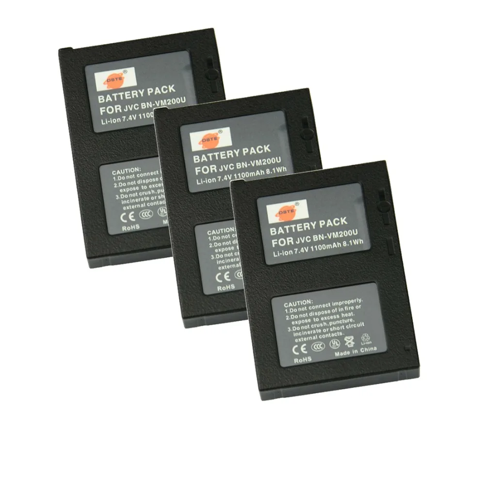 

DSTE 3PCS BN-VM200U Rechargeable Battery For JVC GZ-MC100 GZ-MC200 GZ-MC500 GZ-MC100EK GZ-MC200EK GZ-MC500EK Camera