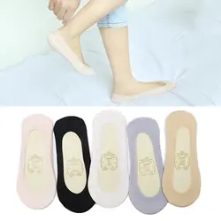 Arherigele 1 пара Твердые невидимые носки, Слиперы для женщин летние короткие женские носки нескользящие силиконовые гелевые туфли низкие носки