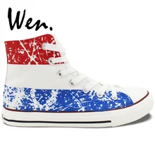 Вэнь мужская женская обувь с ручной росписью дизайн пользовательские флаг Нидерландов высокие парусиновые кроссовки рождественские подарки на день рождения