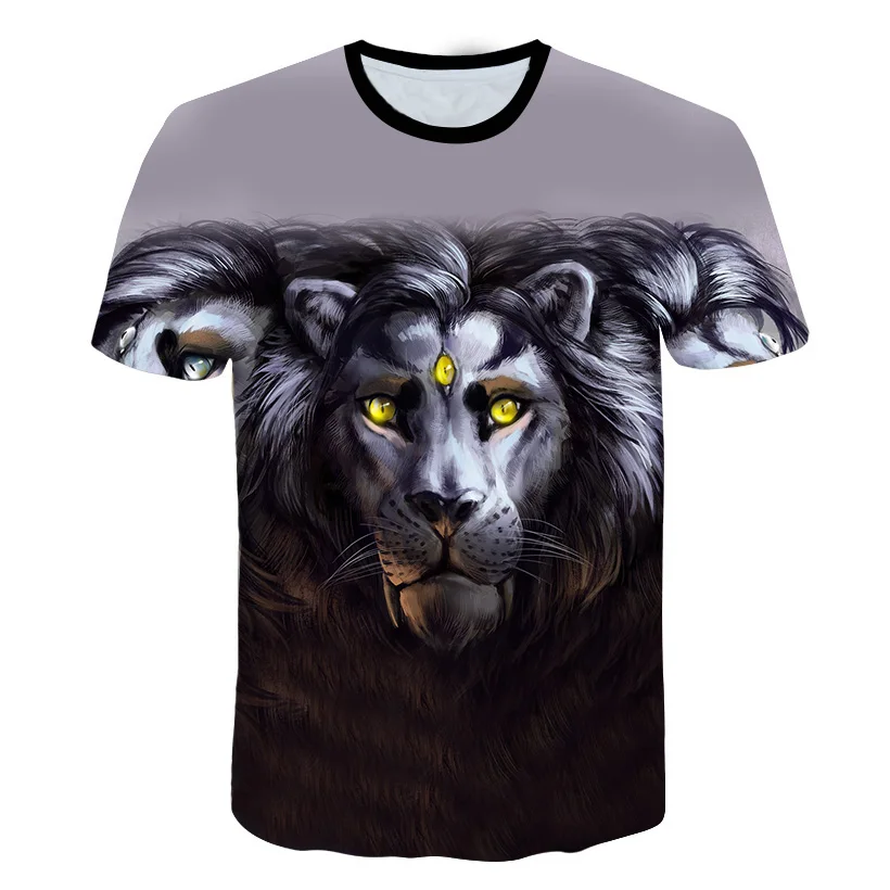 

2019 New Fashion Men/Women 3d T-shirt lion Print Digital Color wolf Summer Tops Tees Fashion Tshirts size M-5XL