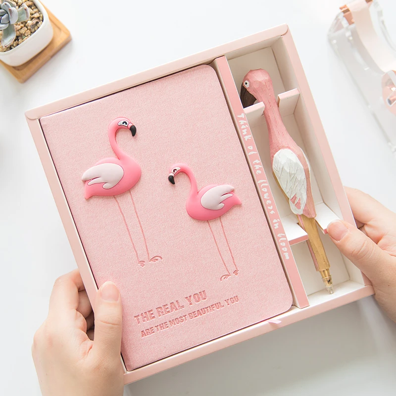 

1 Set Fresh Flamingo Notebook Set Blank Inside Page Student Notepad A5/A6 Journal Planner 2018 New Stationery School Supplies