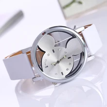 Relojes Mujer Classic New Fashion casual watches women Dress quartz watch Mickey hollow dial leather wristwatch relogio feminino
