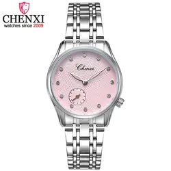 Модные CHENXI Марка Леди Часы Для женщин кварцевые часы дамы Для женщин кожа и ремешок из нержавеющей стали часы Кварцевые наручные часы