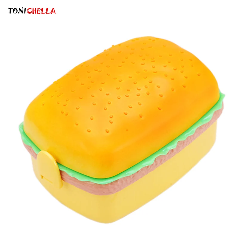 

Toddler Feeding Tableware Children Food Container Baby Hamburger Shape Bowls Kids Training Dishes Meal Plate Separated T0622