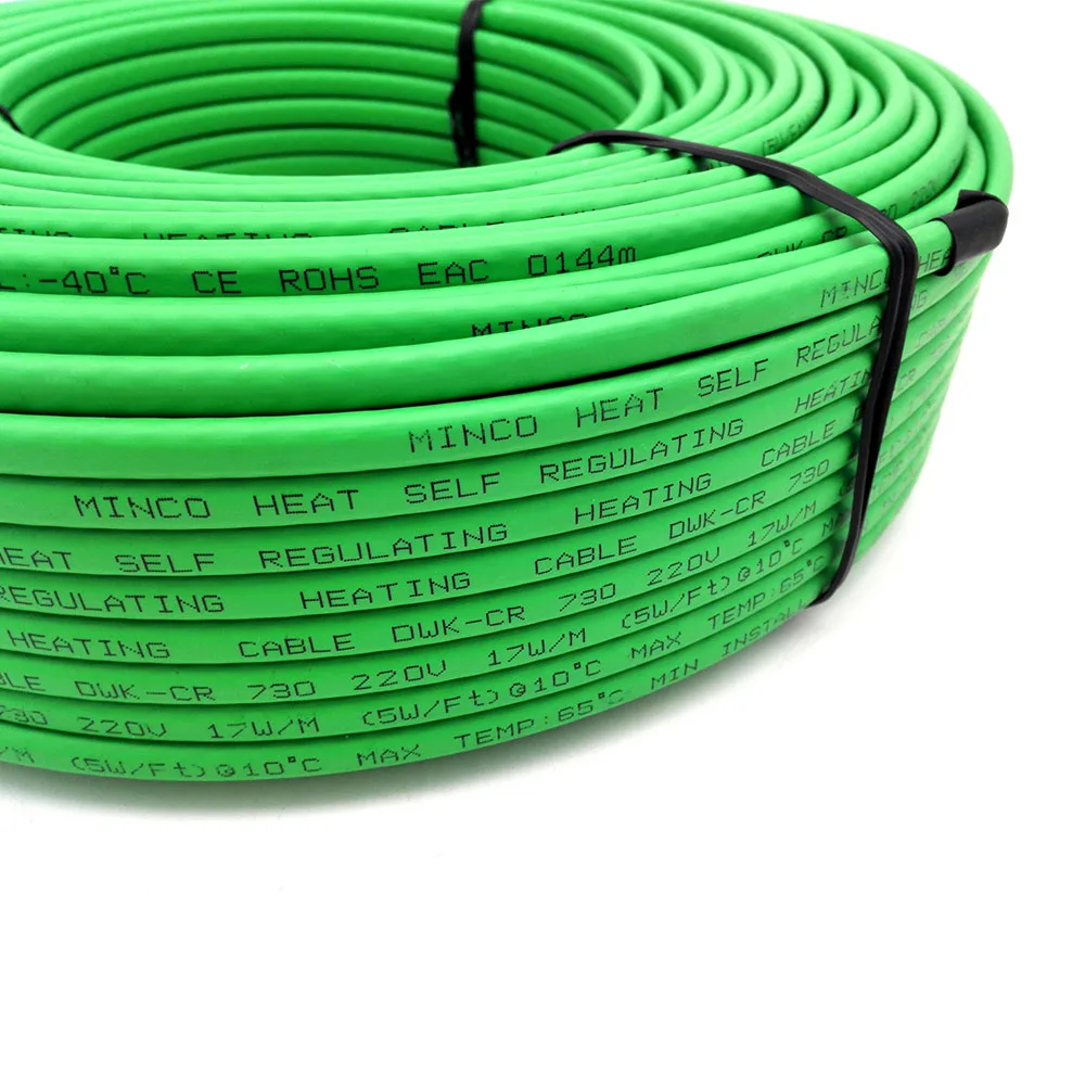 Water-proof Inside& Outside Pipe Warming Freeze Protection, Roof Snow Melting 220V 17W/m Self Regulating Heating Cable