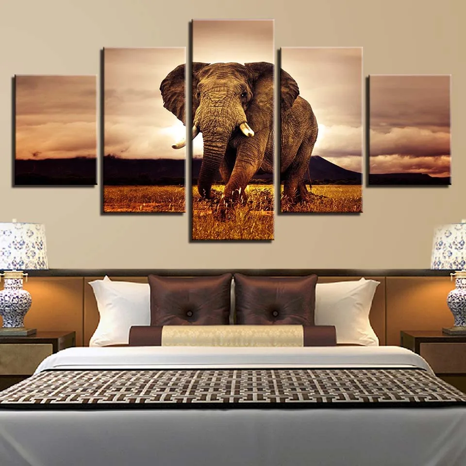 Pictures-Home-Decor-Canvas-5-Panel-Animal-Elephant-Modular-Framework-Painting-Top-Rated-Wall-For-Living (1)
